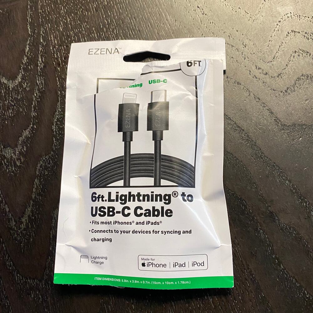 New Ezena 6 Ft Foot Lightning to USB-C Cable